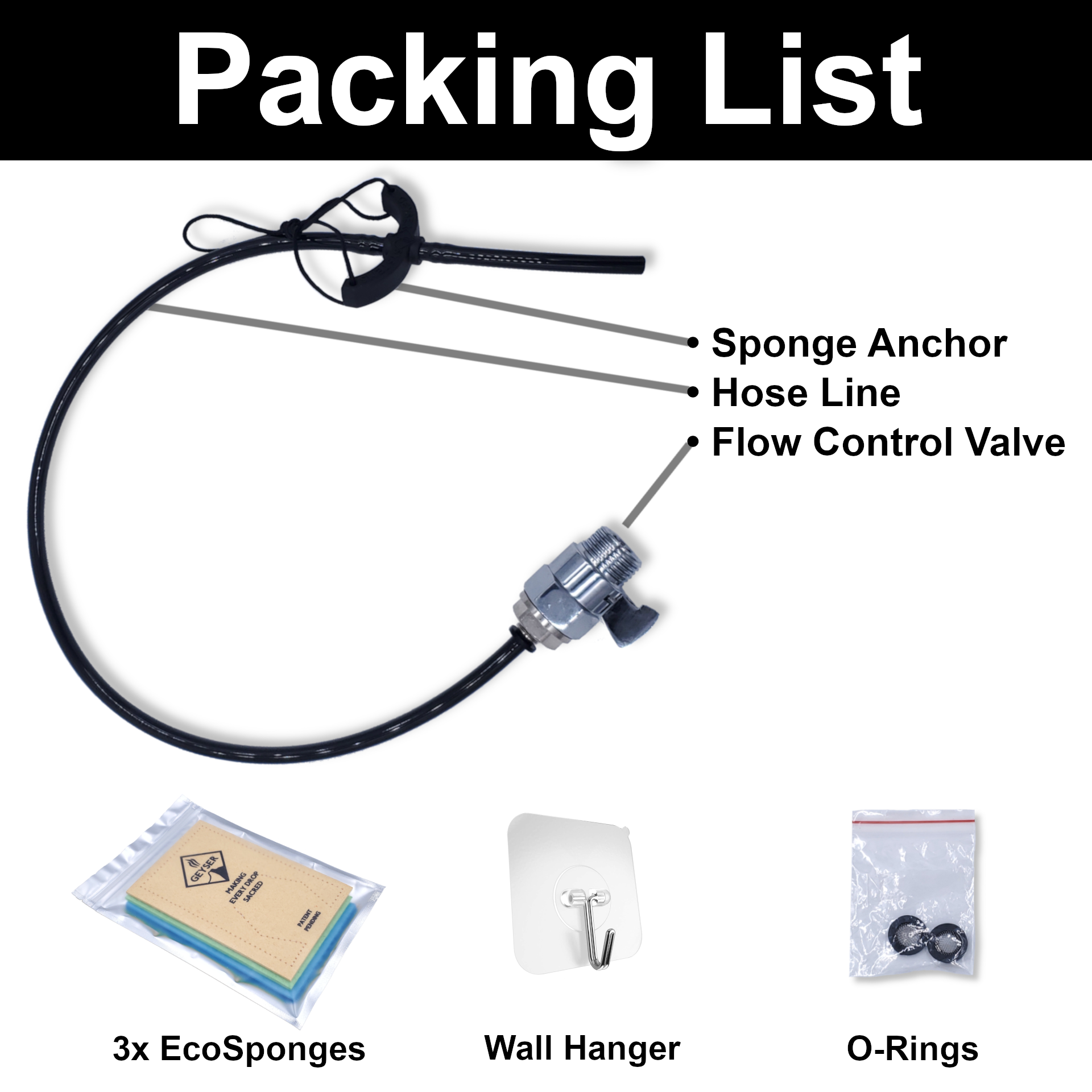 Geyser RV Shower Replaces Shower Wand Half Kit Geyser Systems